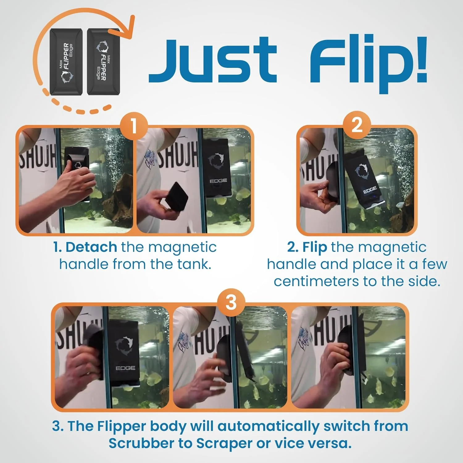 Flipper Edge 2 in 1 Floating Magnetic Aquarium Algae Cleaner (Standard) - Image 4