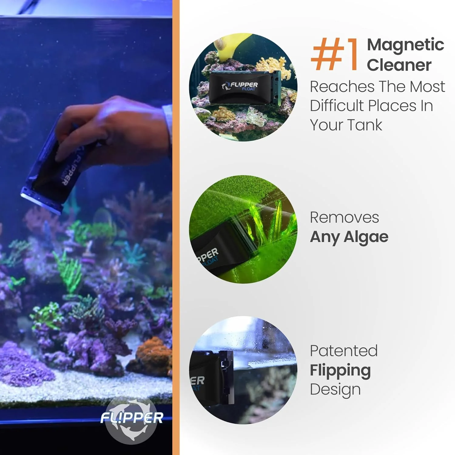 Flipper FLOAT 2 in 1 Magnetic Aquarium Algae Cleaner (Standard) - Image 2